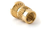 Headed brass threaded insert suitable for heat installation into most types of thermoplastics